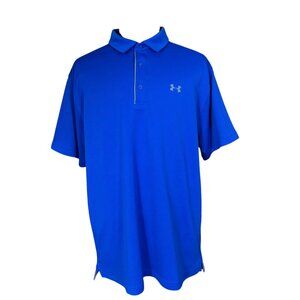 Under Armour Men's Blue Loose Heatgear Short Sleeve Polo Shirt 2XL